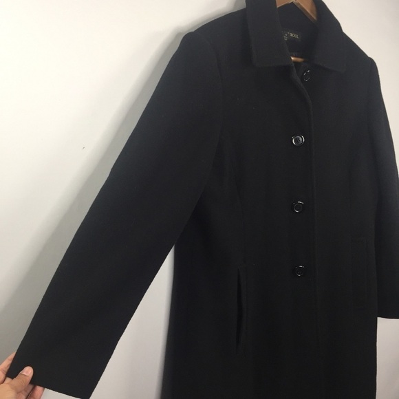 Fleet Street Wool Size Large Petite Black Pea Coat - Picture 4 of 13